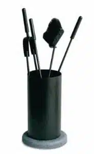 set 4 p. acier noir/socle pierre